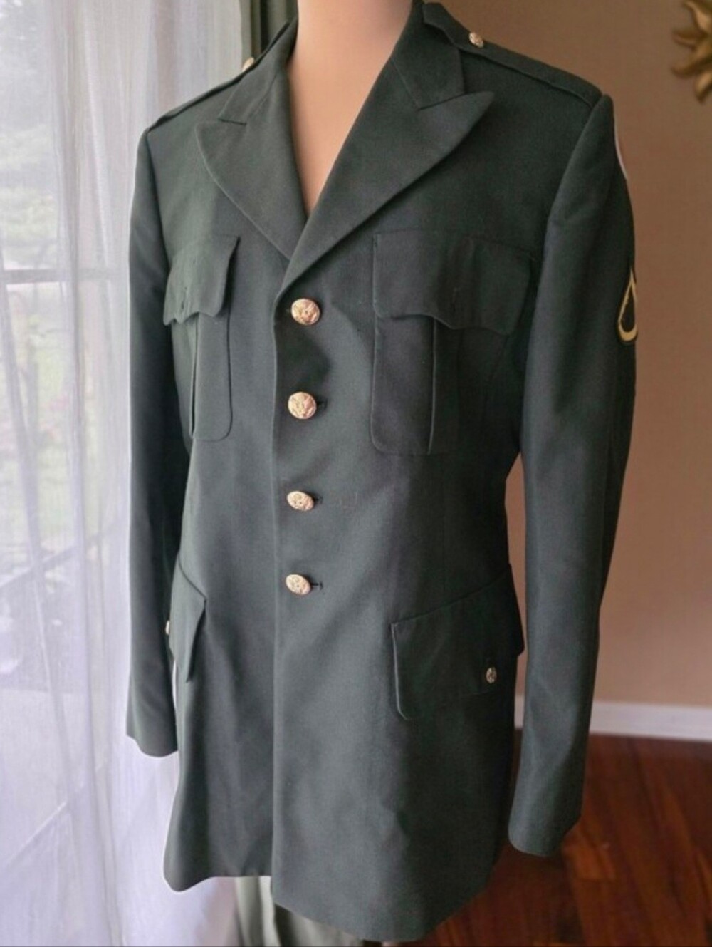 VTG US Army Class A Green Dress Uniform Jacket Blazer Rare Size43L Bremen Bowdon